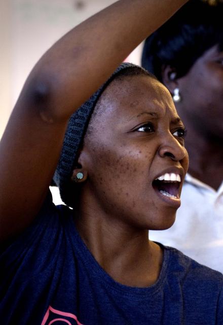 Participants doing an energizer at the Global Platform in Copenhagen