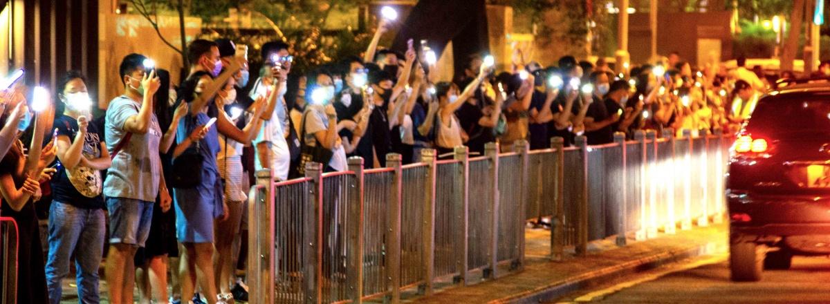 Hong Kongers forming a human chain and turn on flashlights all across the territory in the "Hong Kong Way" protest, taking reference to the Baltic Way 30 years ago.