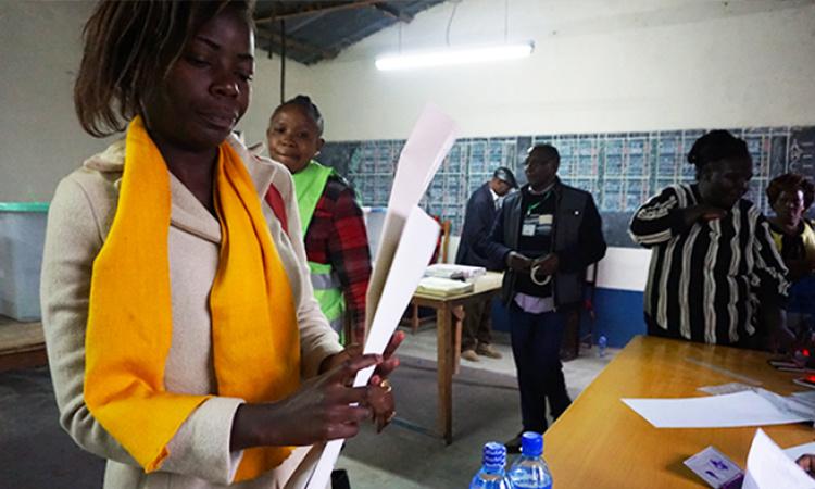 Salome Nzuki at the voting place